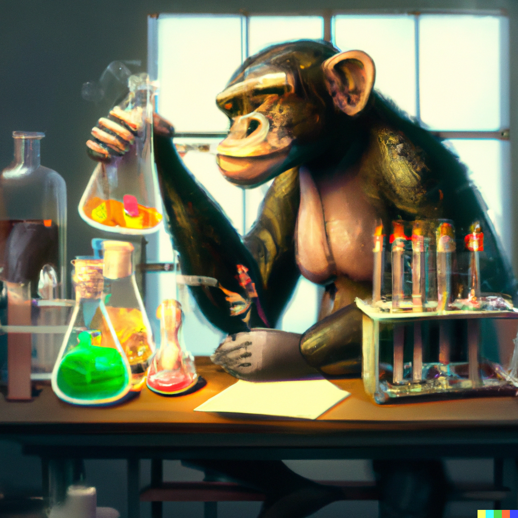 chimp making wine